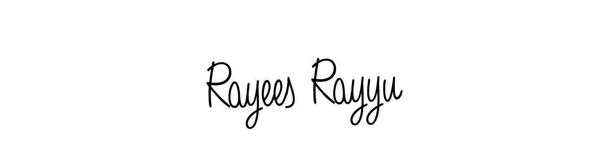You should practise on your own different ways (Angelique-Rose-font-FFP) to write your name (Rayees Rayyu) in signature. don't let someone else do it for you. Rayees Rayyu signature style 5 images and pictures png