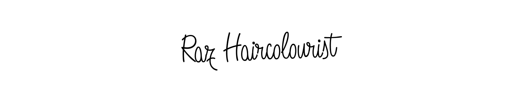 Make a beautiful signature design for name Raz Haircolourist. With this signature (Angelique-Rose-font-FFP) style, you can create a handwritten signature for free. Raz Haircolourist signature style 5 images and pictures png