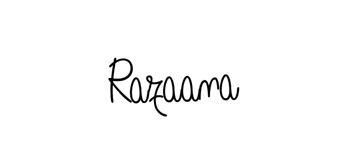 Use a signature maker to create a handwritten signature online. With this signature software, you can design (Angelique-Rose-font-FFP) your own signature for name Razaana. Razaana signature style 5 images and pictures png
