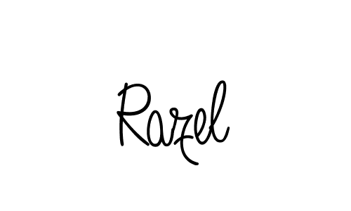 Use a signature maker to create a handwritten signature online. With this signature software, you can design (Angelique-Rose-font-FFP) your own signature for name Razel. Razel signature style 5 images and pictures png