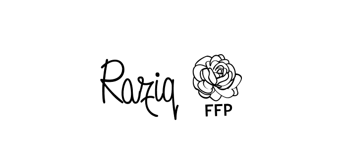 Use a signature maker to create a handwritten signature online. With this signature software, you can design (Angelique-Rose-font-FFP) your own signature for name Raziq 7. Raziq 7 signature style 5 images and pictures png