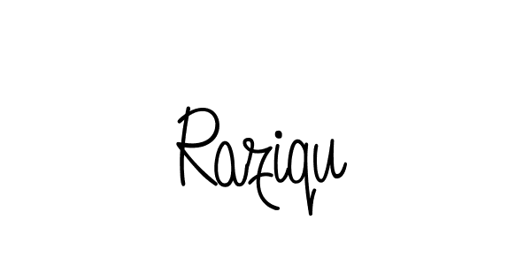 How to make Raziqu name signature. Use Angelique-Rose-font-FFP style for creating short signs online. This is the latest handwritten sign. Raziqu signature style 5 images and pictures png