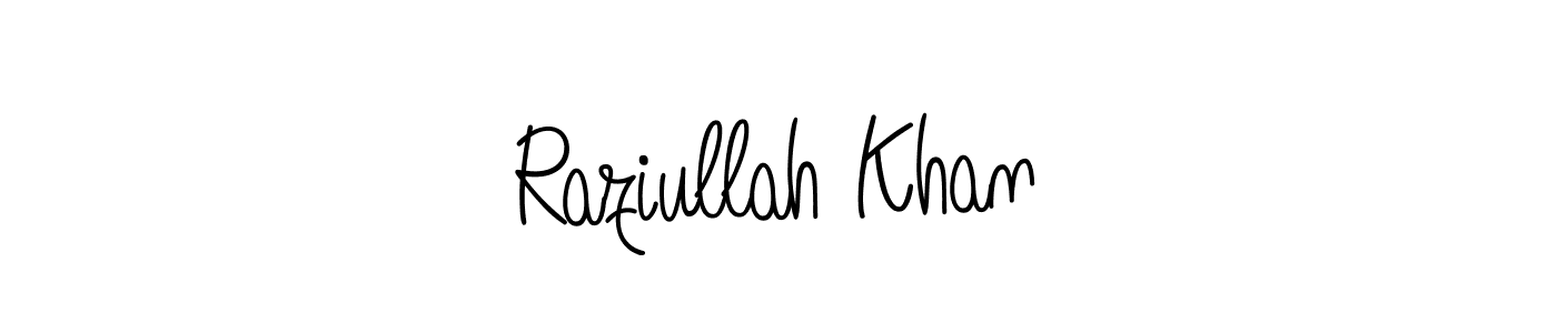 Make a beautiful signature design for name Raziullah Khan. With this signature (Angelique-Rose-font-FFP) style, you can create a handwritten signature for free. Raziullah Khan signature style 5 images and pictures png