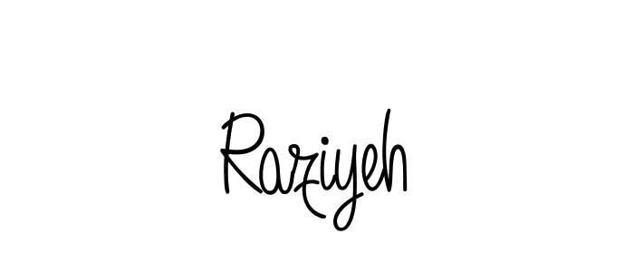 You should practise on your own different ways (Angelique-Rose-font-FFP) to write your name (Raziyeh) in signature. don't let someone else do it for you. Raziyeh signature style 5 images and pictures png