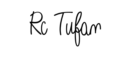 A sleek calligraphic signature for name Rc Tufan utilizing Angelique-Rose-font-FFP styling. Great for adding personal signatures to photos and art. Rc Tufan signature style 5 images and pictures png