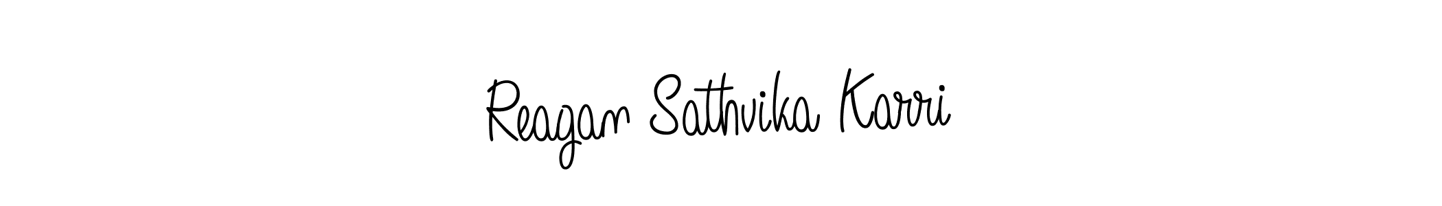 The best way (Angelique-Rose-font-FFP) to make a short signature is to pick only two or three words in your name. The name Reagan Sathvika Karri include a total of six letters. For converting this name. Reagan Sathvika Karri signature style 5 images and pictures png