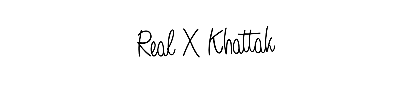 Real X Khattak stylish signature style. Best Handwritten Sign (Angelique-Rose-font-FFP) for my name. Handwritten Signature Collection Ideas for my name Real X Khattak. Real X Khattak signature style 5 images and pictures png