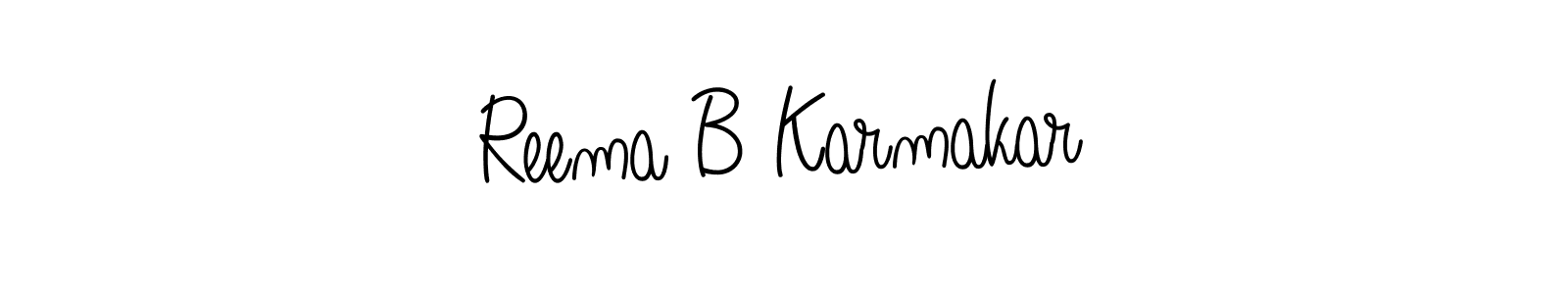The best way (Angelique-Rose-font-FFP) to make a short signature is to pick only two or three words in your name. The name Reema B Karmakar include a total of six letters. For converting this name. Reema B Karmakar signature style 5 images and pictures png