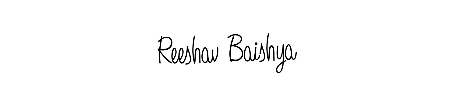 You should practise on your own different ways (Angelique-Rose-font-FFP) to write your name (Reeshav Baishya) in signature. don't let someone else do it for you. Reeshav Baishya signature style 5 images and pictures png