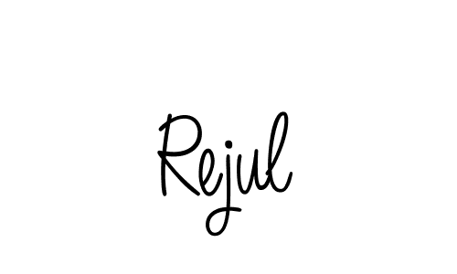 You should practise on your own different ways (Angelique-Rose-font-FFP) to write your name (Rejul) in signature. don't let someone else do it for you. Rejul signature style 5 images and pictures png