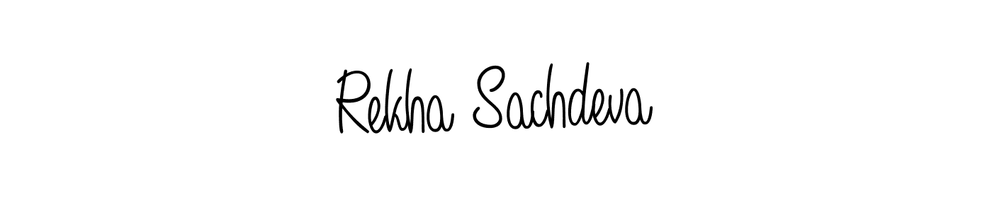 You should practise on your own different ways (Angelique-Rose-font-FFP) to write your name (Rekha Sachdeva) in signature. don't let someone else do it for you. Rekha Sachdeva signature style 5 images and pictures png
