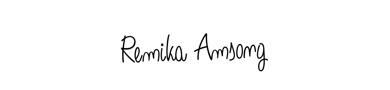 Check out images of Autograph of Remika Amsong name. Actor Remika Amsong Signature Style. Angelique-Rose-font-FFP is a professional sign style online. Remika Amsong signature style 5 images and pictures png