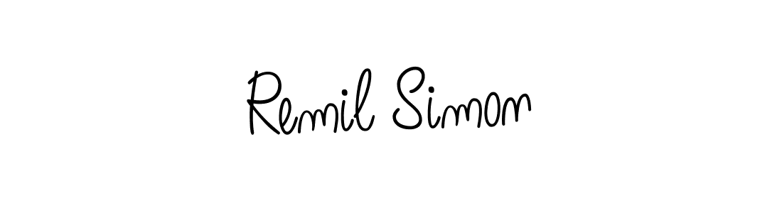 How to make Remil Simon name signature. Use Angelique-Rose-font-FFP style for creating short signs online. This is the latest handwritten sign. Remil Simon signature style 5 images and pictures png