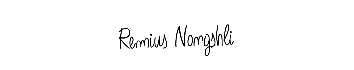 You should practise on your own different ways (Angelique-Rose-font-FFP) to write your name (Remius Nongshli) in signature. don't let someone else do it for you. Remius Nongshli signature style 5 images and pictures png