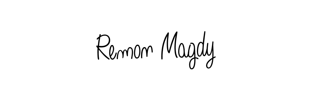 How to make Remon Magdy name signature. Use Angelique-Rose-font-FFP style for creating short signs online. This is the latest handwritten sign. Remon Magdy signature style 5 images and pictures png