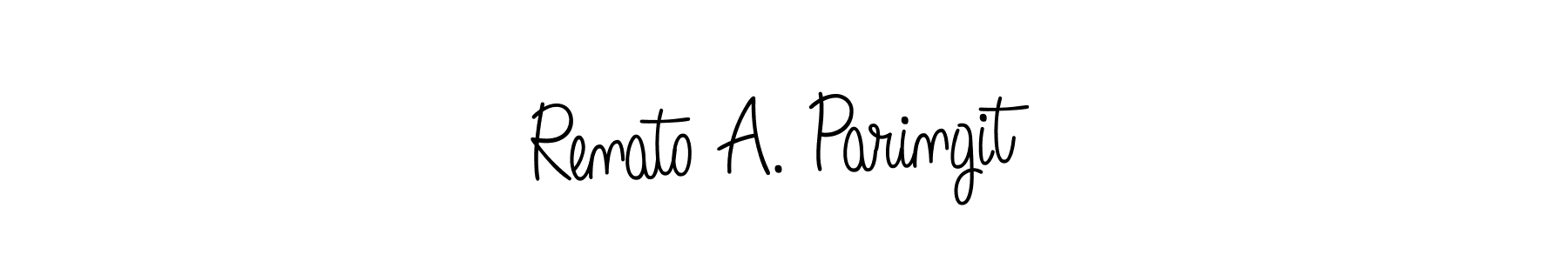 You should practise on your own different ways (Angelique-Rose-font-FFP) to write your name (Renato A. Paringit) in signature. don't let someone else do it for you. Renato A. Paringit signature style 5 images and pictures png