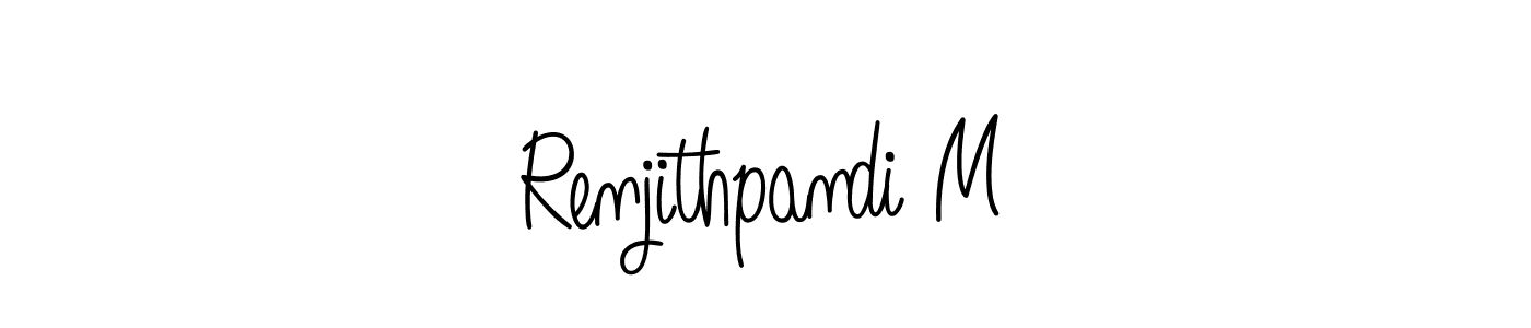 You should practise on your own different ways (Angelique-Rose-font-FFP) to write your name (Renjithpandi M) in signature. don't let someone else do it for you. Renjithpandi M signature style 5 images and pictures png