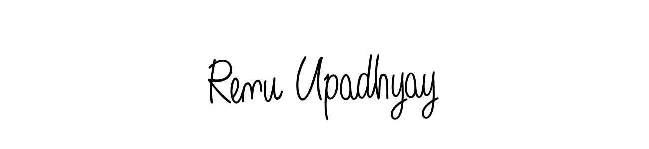 The best way (Angelique-Rose-font-FFP) to make a short signature is to pick only two or three words in your name. The name Renu Upadhyay include a total of six letters. For converting this name. Renu Upadhyay signature style 5 images and pictures png