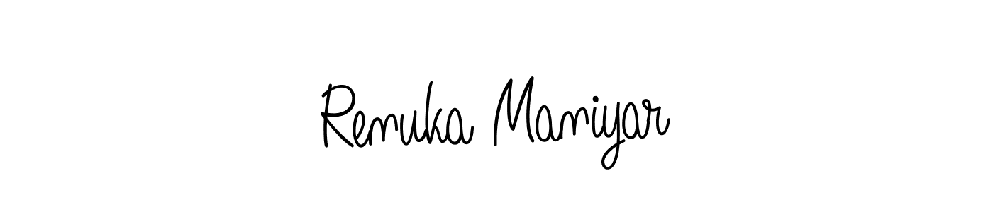 Also we have Renuka Maniyar name is the best signature style. Create professional handwritten signature collection using Angelique-Rose-font-FFP autograph style. Renuka Maniyar signature style 5 images and pictures png