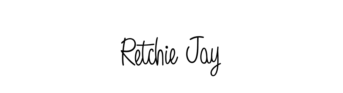 Use a signature maker to create a handwritten signature online. With this signature software, you can design (Angelique-Rose-font-FFP) your own signature for name Retchie Jay. Retchie Jay signature style 5 images and pictures png