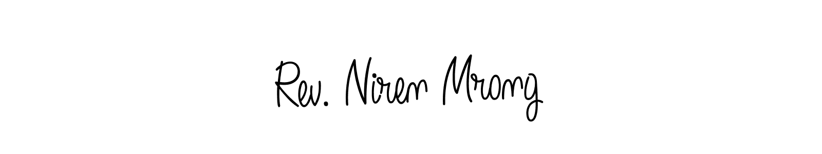 The best way (Angelique-Rose-font-FFP) to make a short signature is to pick only two or three words in your name. The name Rev. Niren Mrong include a total of six letters. For converting this name. Rev. Niren Mrong signature style 5 images and pictures png