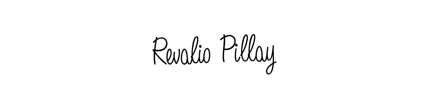 The best way (Angelique-Rose-font-FFP) to make a short signature is to pick only two or three words in your name. The name Revalio Pillay include a total of six letters. For converting this name. Revalio Pillay signature style 5 images and pictures png