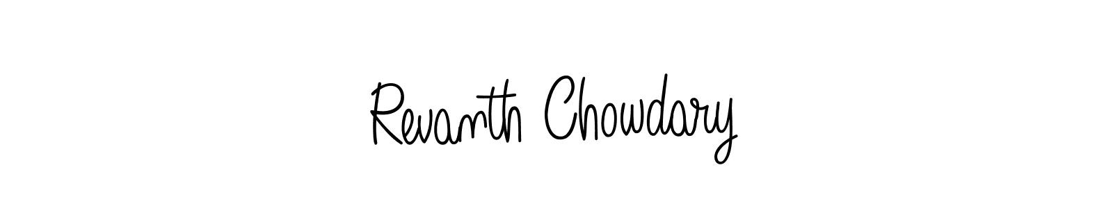 You should practise on your own different ways (Angelique-Rose-font-FFP) to write your name (Revanth Chowdary) in signature. don't let someone else do it for you. Revanth Chowdary signature style 5 images and pictures png