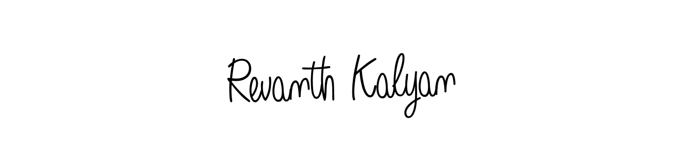 Make a beautiful signature design for name Revanth Kalyan. With this signature (Angelique-Rose-font-FFP) style, you can create a handwritten signature for free. Revanth Kalyan signature style 5 images and pictures png