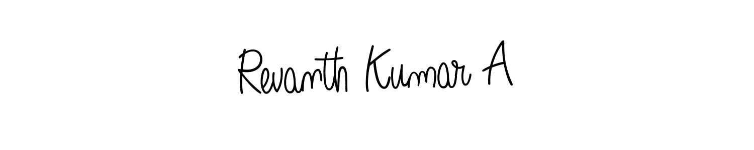 Use a signature maker to create a handwritten signature online. With this signature software, you can design (Angelique-Rose-font-FFP) your own signature for name Revanth Kumar A. Revanth Kumar A signature style 5 images and pictures png