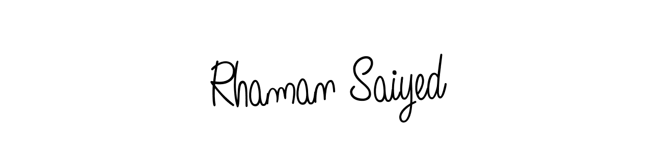 Make a beautiful signature design for name Rhaman Saiyed. With this signature (Angelique-Rose-font-FFP) style, you can create a handwritten signature for free. Rhaman Saiyed signature style 5 images and pictures png