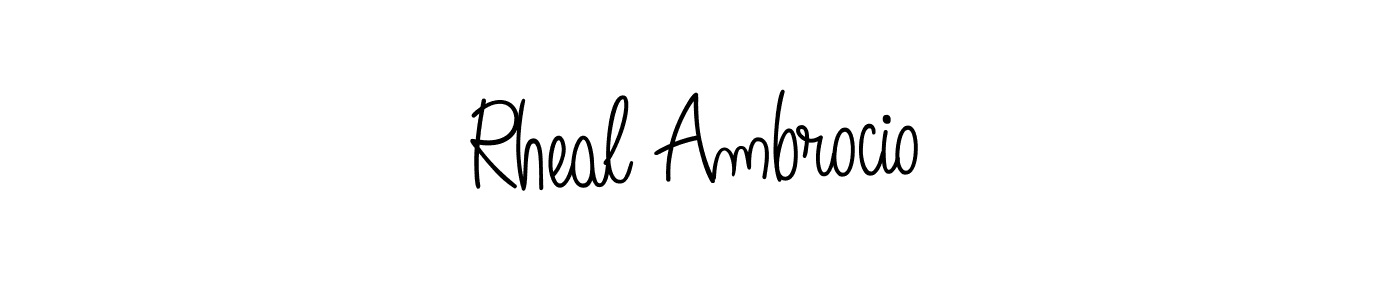 The best way (Angelique-Rose-font-FFP) to make a short signature is to pick only two or three words in your name. The name Rheal Ambrocio include a total of six letters. For converting this name. Rheal Ambrocio signature style 5 images and pictures png