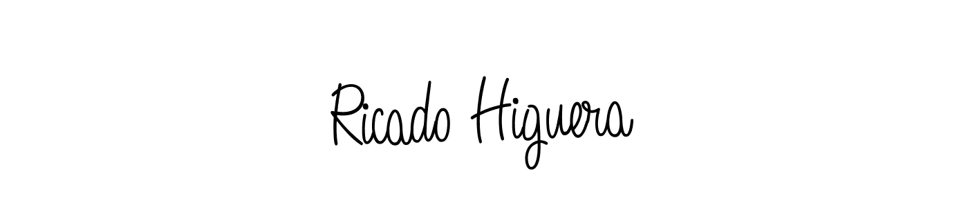 How to make Ricado Higuera name signature. Use Angelique-Rose-font-FFP style for creating short signs online. This is the latest handwritten sign. Ricado Higuera signature style 5 images and pictures png