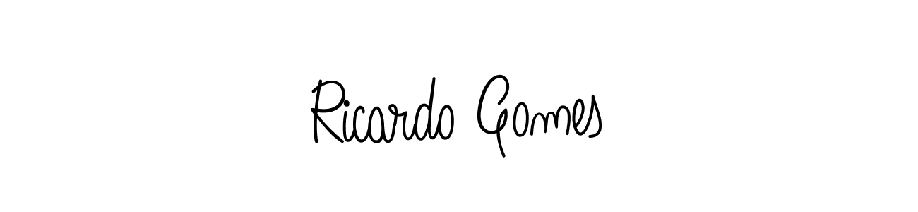 Use a signature maker to create a handwritten signature online. With this signature software, you can design (Angelique-Rose-font-FFP) your own signature for name Ricardo Gomes. Ricardo Gomes signature style 5 images and pictures png