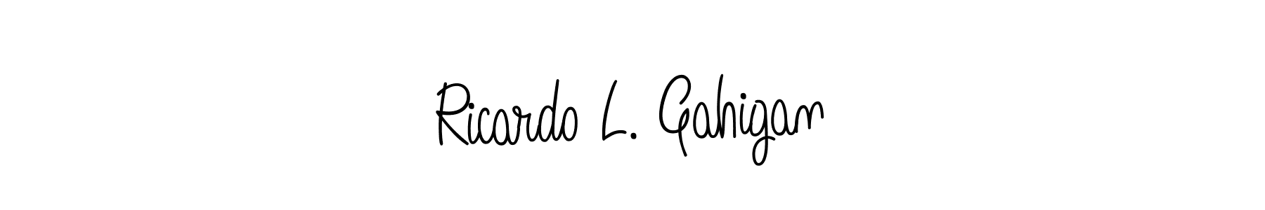 Ricardo L. Gahigan stylish signature style. Best Handwritten Sign (Angelique-Rose-font-FFP) for my name. Handwritten Signature Collection Ideas for my name Ricardo L. Gahigan. Ricardo L. Gahigan signature style 5 images and pictures png