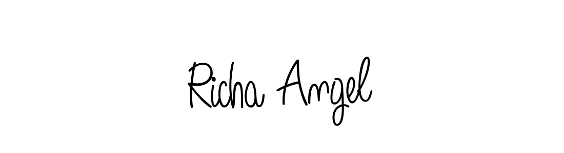 How to make Richa Angel name signature. Use Angelique-Rose-font-FFP style for creating short signs online. This is the latest handwritten sign. Richa Angel signature style 5 images and pictures png