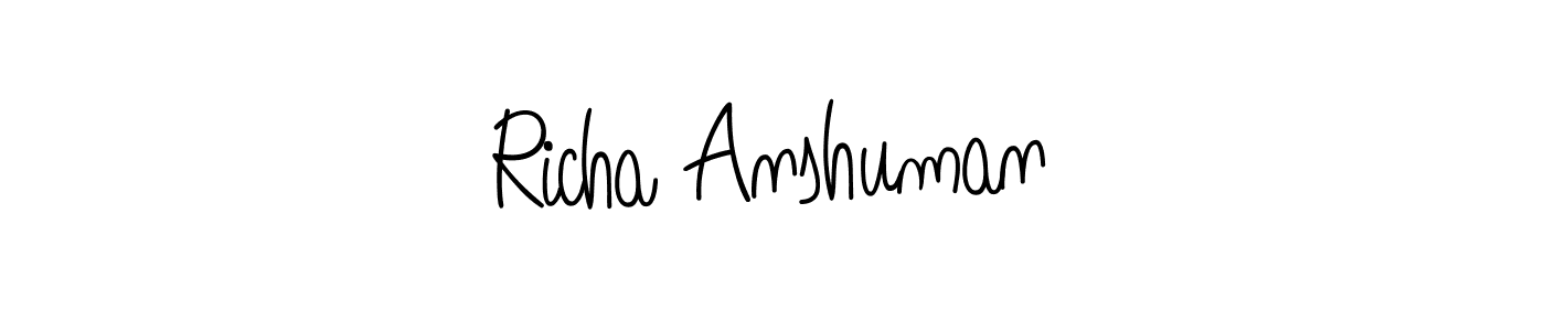 Also You can easily find your signature by using the search form. We will create Richa Anshuman name handwritten signature images for you free of cost using Angelique-Rose-font-FFP sign style. Richa Anshuman signature style 5 images and pictures png