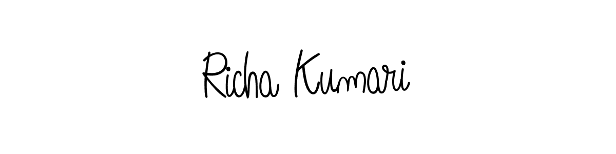 Use a signature maker to create a handwritten signature online. With this signature software, you can design (Angelique-Rose-font-FFP) your own signature for name Richa Kumari. Richa Kumari signature style 5 images and pictures png