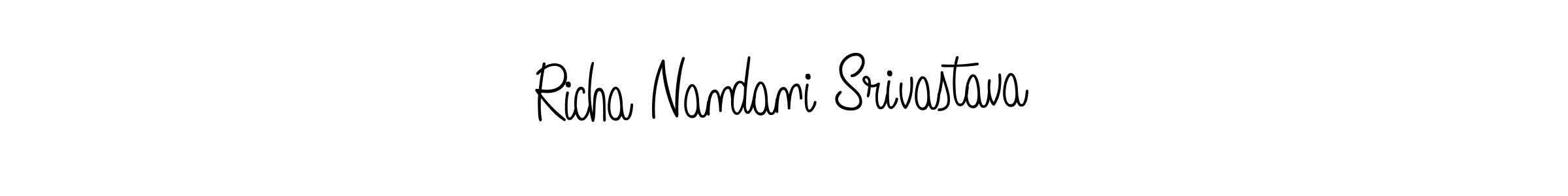 How to make Richa Nandani Srivastava name signature. Use Angelique-Rose-font-FFP style for creating short signs online. This is the latest handwritten sign. Richa Nandani Srivastava signature style 5 images and pictures png