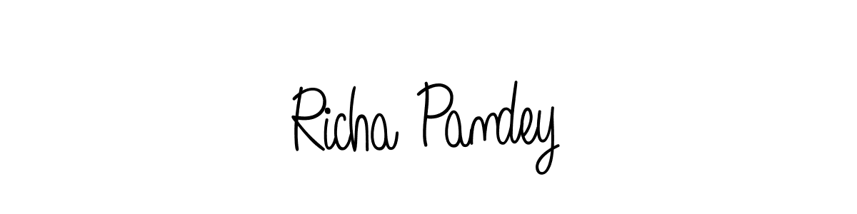 You should practise on your own different ways (Angelique-Rose-font-FFP) to write your name (Richa Pandey) in signature. don't let someone else do it for you. Richa Pandey signature style 5 images and pictures png