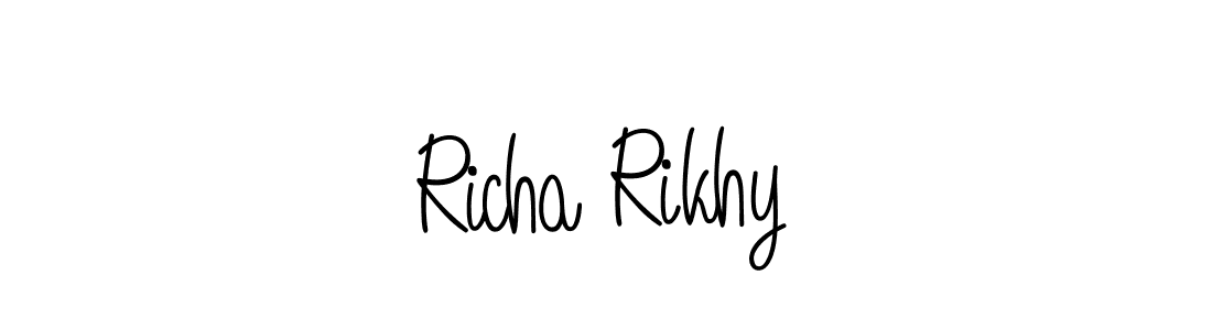 Richa Rikhy stylish signature style. Best Handwritten Sign (Angelique-Rose-font-FFP) for my name. Handwritten Signature Collection Ideas for my name Richa Rikhy. Richa Rikhy signature style 5 images and pictures png