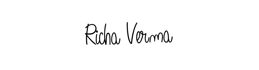 The best way (Angelique-Rose-font-FFP) to make a short signature is to pick only two or three words in your name. The name Richa Verma include a total of six letters. For converting this name. Richa Verma signature style 5 images and pictures png