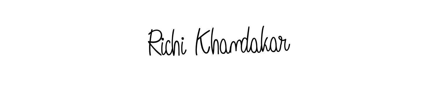 How to make Richi Khandakar name signature. Use Angelique-Rose-font-FFP style for creating short signs online. This is the latest handwritten sign. Richi Khandakar signature style 5 images and pictures png