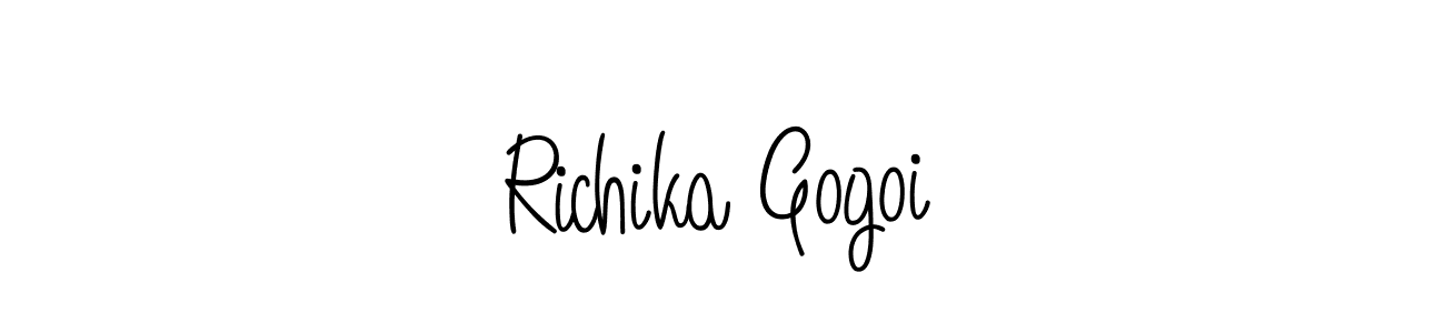 Angelique-Rose-font-FFP is a professional signature style that is perfect for those who want to add a touch of class to their signature. It is also a great choice for those who want to make their signature more unique. Get Richika Gogoi name to fancy signature for free. Richika Gogoi signature style 5 images and pictures png