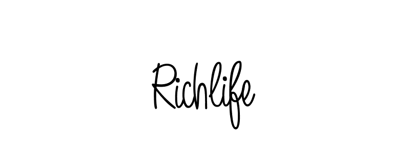 You should practise on your own different ways (Angelique-Rose-font-FFP) to write your name (Richlife) in signature. don't let someone else do it for you. Richlife signature style 5 images and pictures png