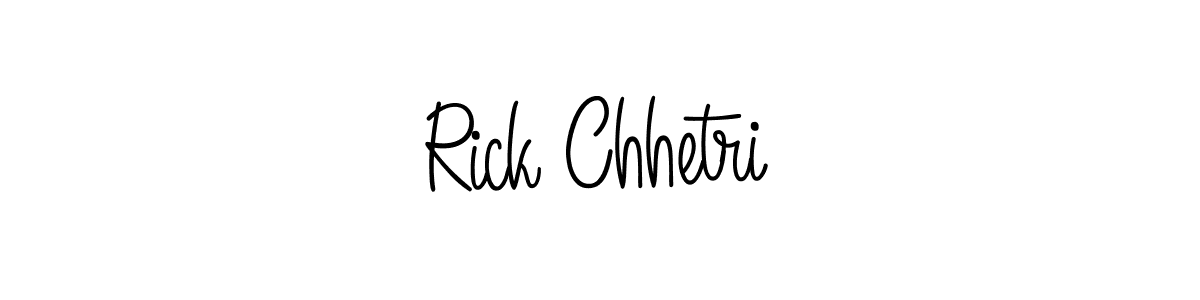Use a signature maker to create a handwritten signature online. With this signature software, you can design (Angelique-Rose-font-FFP) your own signature for name Rick Chhetri. Rick Chhetri signature style 5 images and pictures png