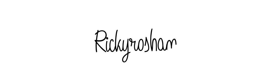 Use a signature maker to create a handwritten signature online. With this signature software, you can design (Angelique-Rose-font-FFP) your own signature for name Rickyroshan. Rickyroshan signature style 5 images and pictures png
