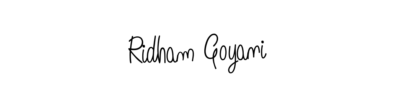 Design your own signature with our free online signature maker. With this signature software, you can create a handwritten (Angelique-Rose-font-FFP) signature for name Ridham Goyani. Ridham Goyani signature style 5 images and pictures png