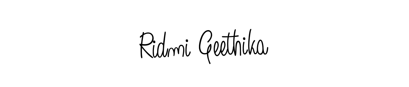 Create a beautiful signature design for name Ridmi Geethika. With this signature (Angelique-Rose-font-FFP) fonts, you can make a handwritten signature for free. Ridmi Geethika signature style 5 images and pictures png