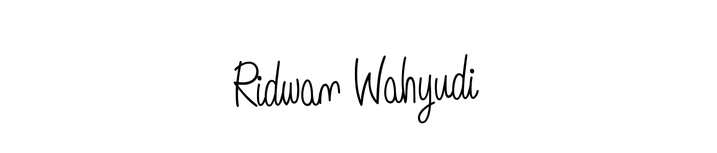 You should practise on your own different ways (Angelique-Rose-font-FFP) to write your name (Ridwan Wahyudi) in signature. don't let someone else do it for you. Ridwan Wahyudi signature style 5 images and pictures png