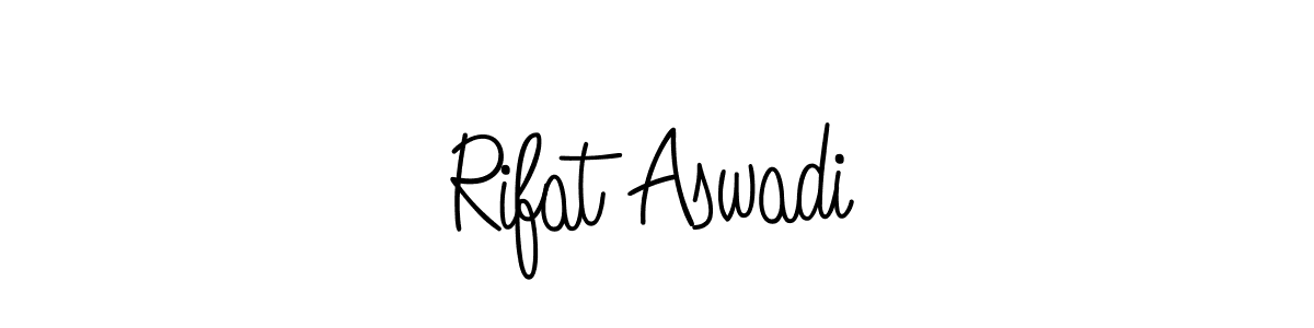 You should practise on your own different ways (Angelique-Rose-font-FFP) to write your name (Rifat Aswadi) in signature. don't let someone else do it for you. Rifat Aswadi signature style 5 images and pictures png